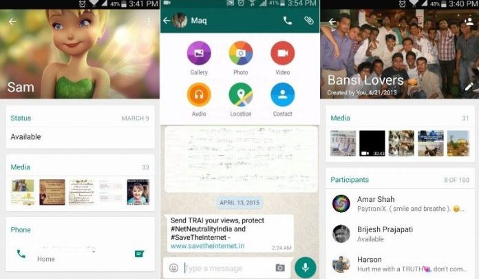 WhatsApp with Material Design